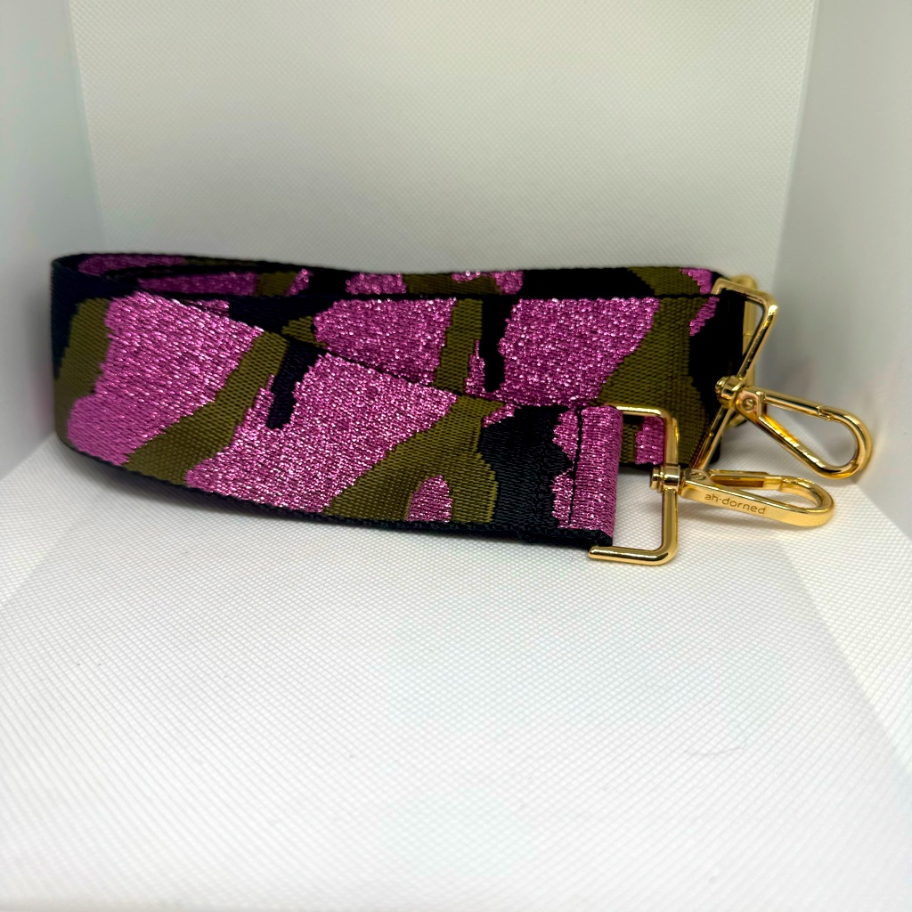 Ahdorned Interchangeable Adjustable Bag Straps Color: Pink Camo